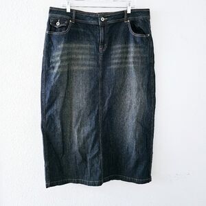 CATO denim maxi skirt size 18 boho flap pockets